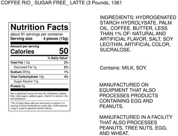 Coffee Rio Sugar-Free Coffee Bulk Candy, 3 Pound Bag Individually Wrapped Sugar-Free Coffee Candy, Kosher Candy (Sugar-Free Latt