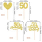 24 Pcs 50Th Anniversary Cupcake Toppers Gold Glitter Heart 50 Golden Wedding Anniversary Cupcake Picks For Cheers To 50 Years Bl