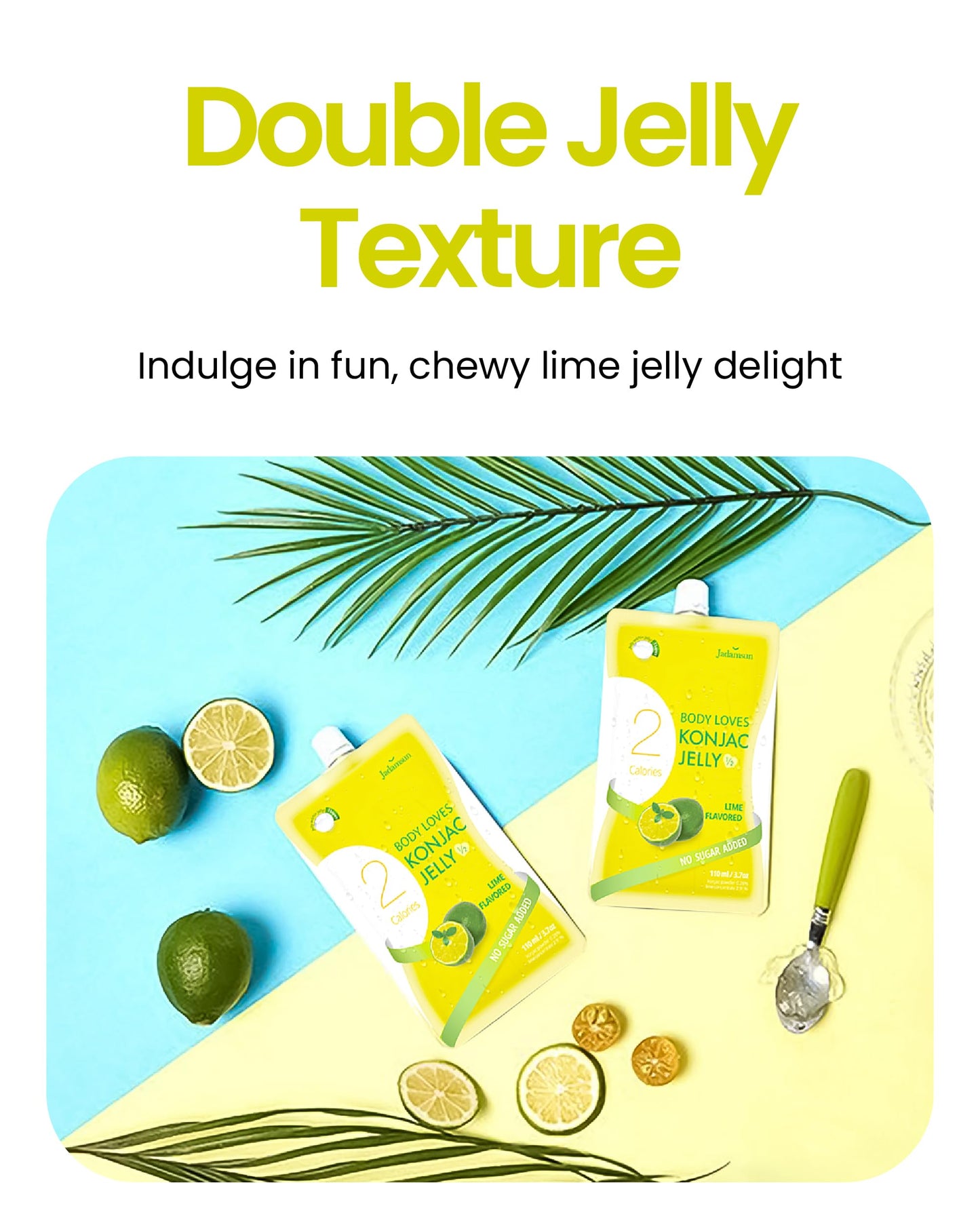Jadamsun Konjac Jelly Juice (Lime, 10 pcs) - Delicious Low-Calorie Healthy Korean Snack, Drinkable Fruit Snack, Sugar-Free, Vega
