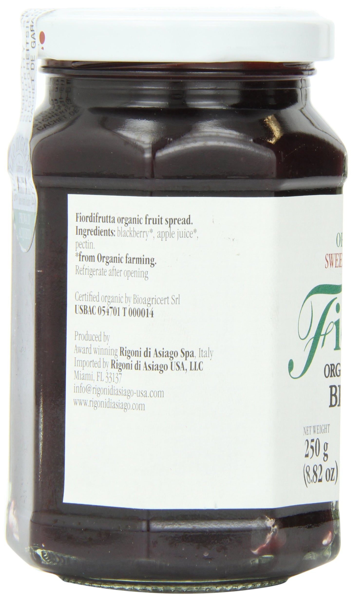 Rigoni di Asiago Organic Fruit Spread, Blackberry, 8.82 Ounce, Pack of 1