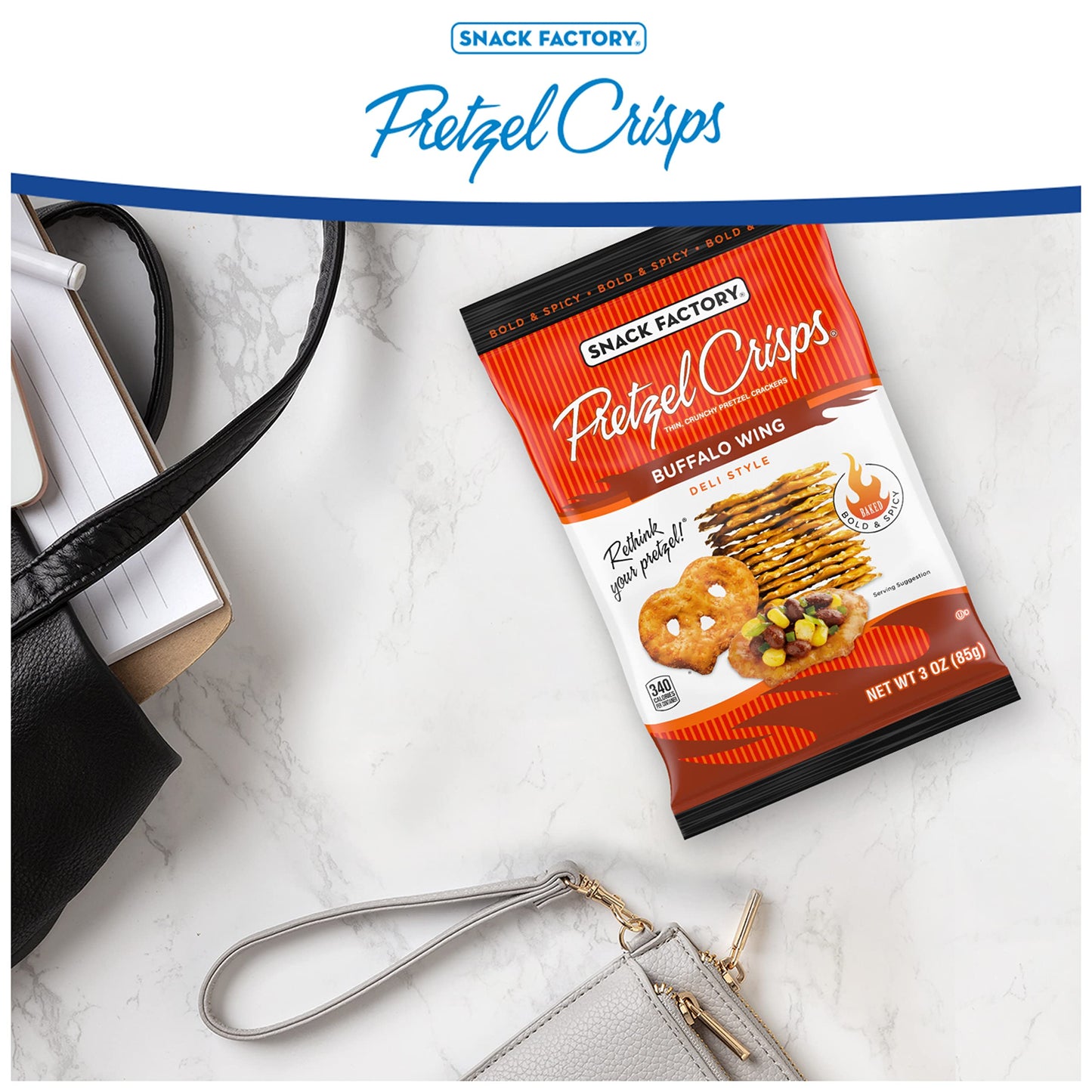 Pretzel Crisps Buffalo Wing On-The-Go Bag, 3 Oz (Pack Of 8)
