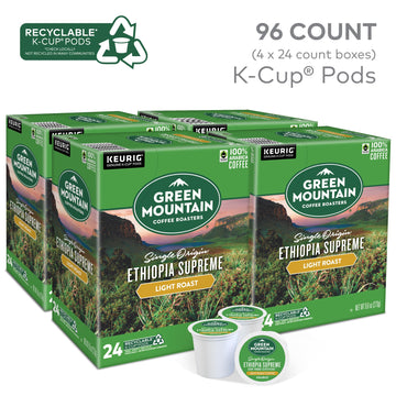 Green Mountain Coffee Roasters Ethiopia Supreme, Single-Serve Keurig K-Cup Pods, Light Roast Coffee, 96 Count