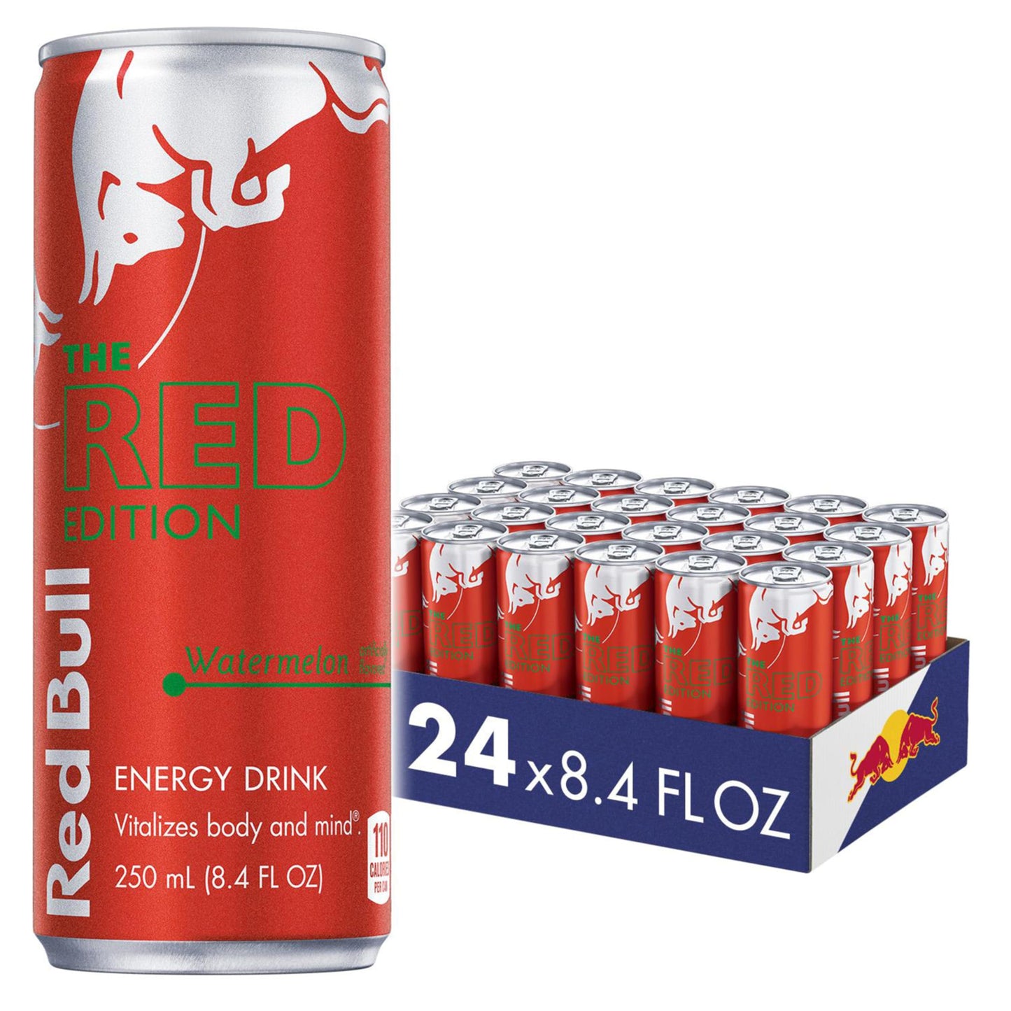 Red Bull Red Edition Watermelon Energy Drink, 8.4 Fl Oz, 24 Cans, Model RBD45448