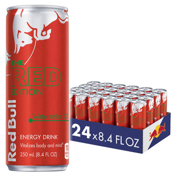 Red Bull Red Edition Watermelon Energy Drink, 8.4 Fl Oz, 24 Cans, Model RBD45448