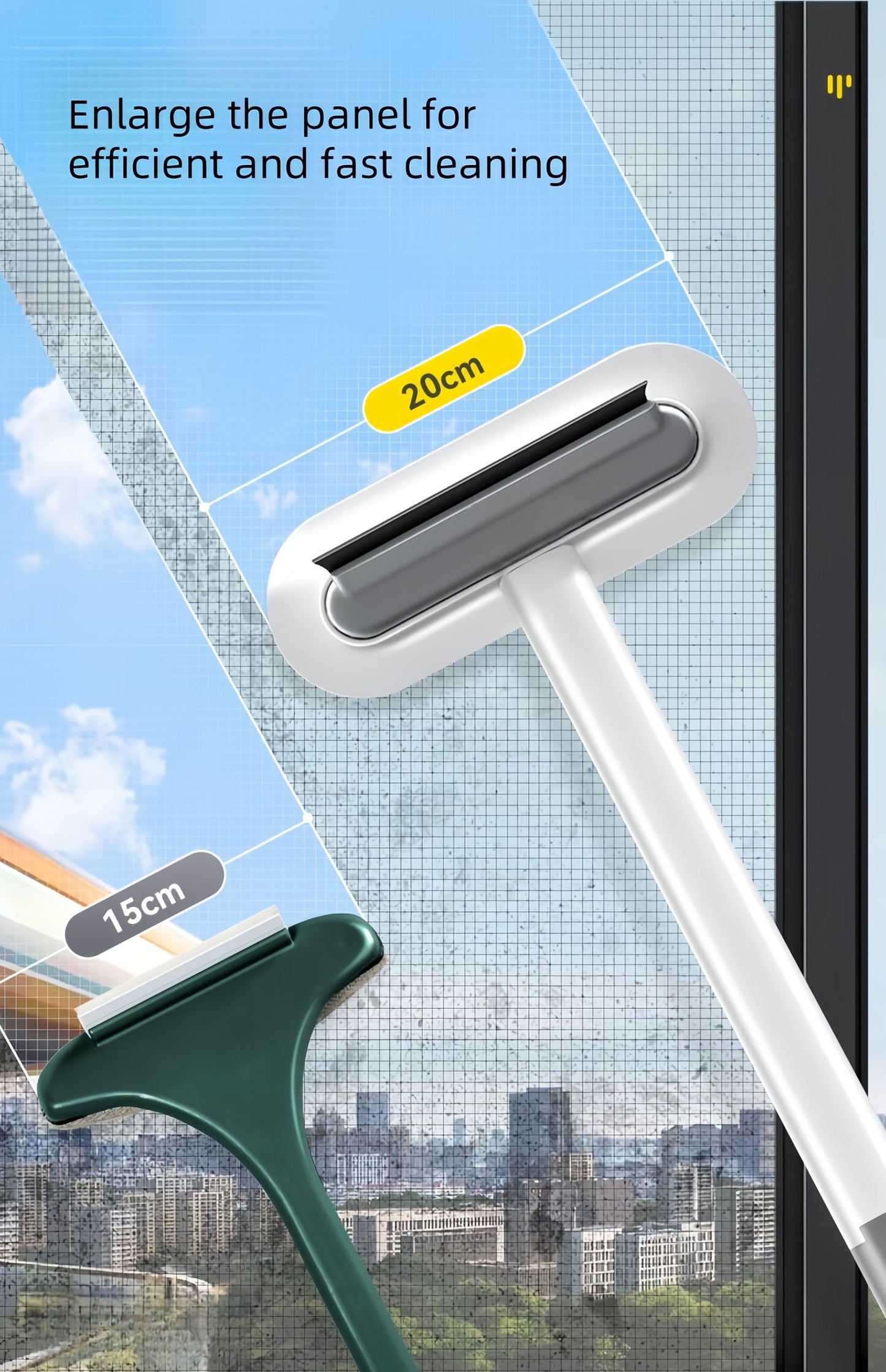 Window Screen Cleaning Brush- Magnetic Screen Door Mesh Brush, 4 In 1 Window Washer Squeegee Kit, Window Cleaner Squeegee, Windo