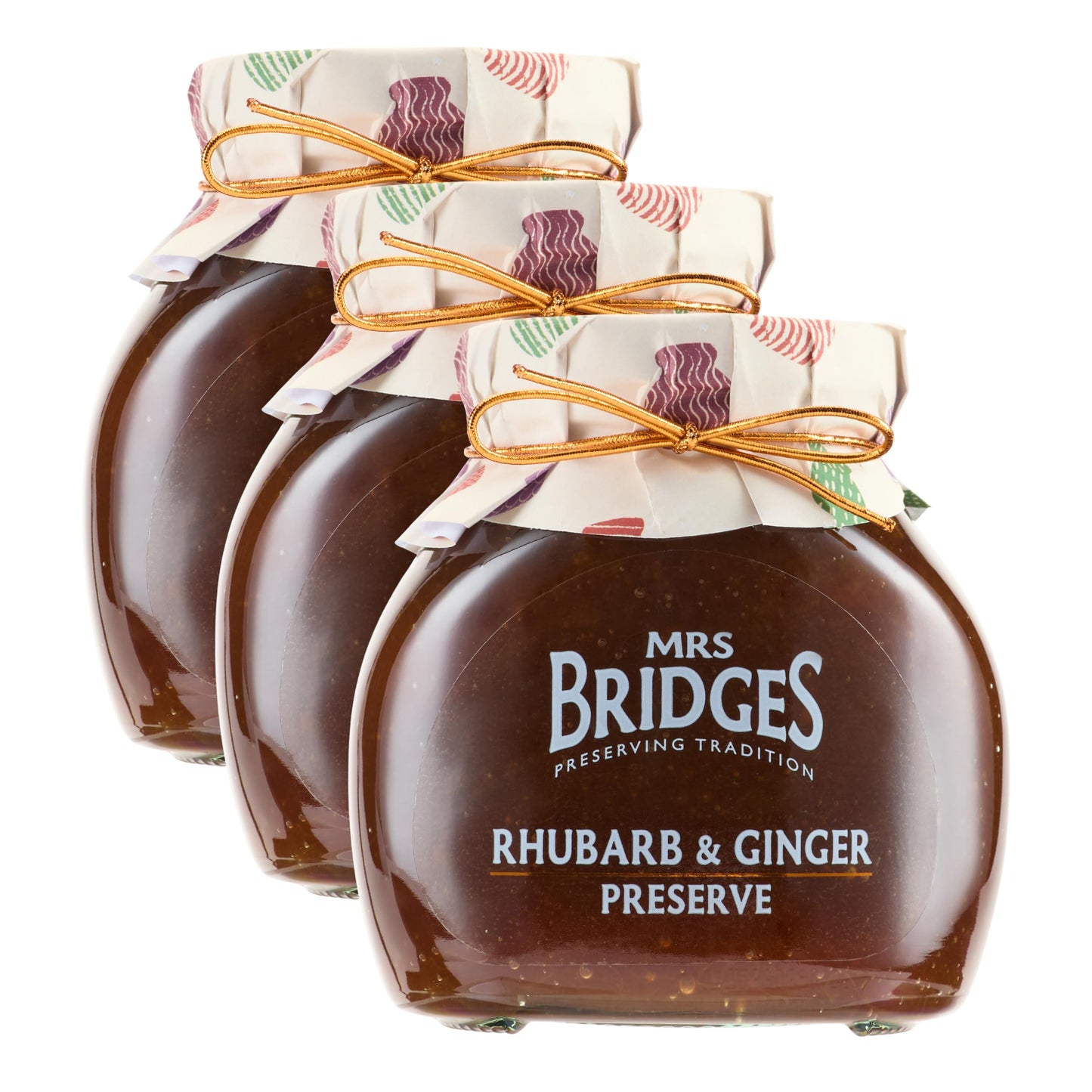 Mrs Bridges Rhubarb & Ginger Preserve, Made In Scotland, 12Oz Jar (Pack Of 3)