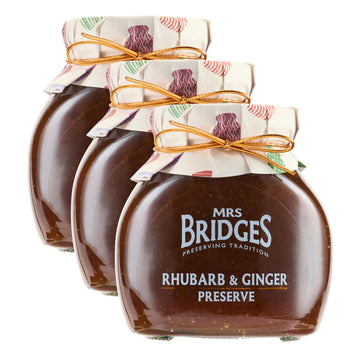 Mrs Bridges Rhubarb & Ginger Preserve, Made In Scotland, 12Oz Jar (Pack Of 3)