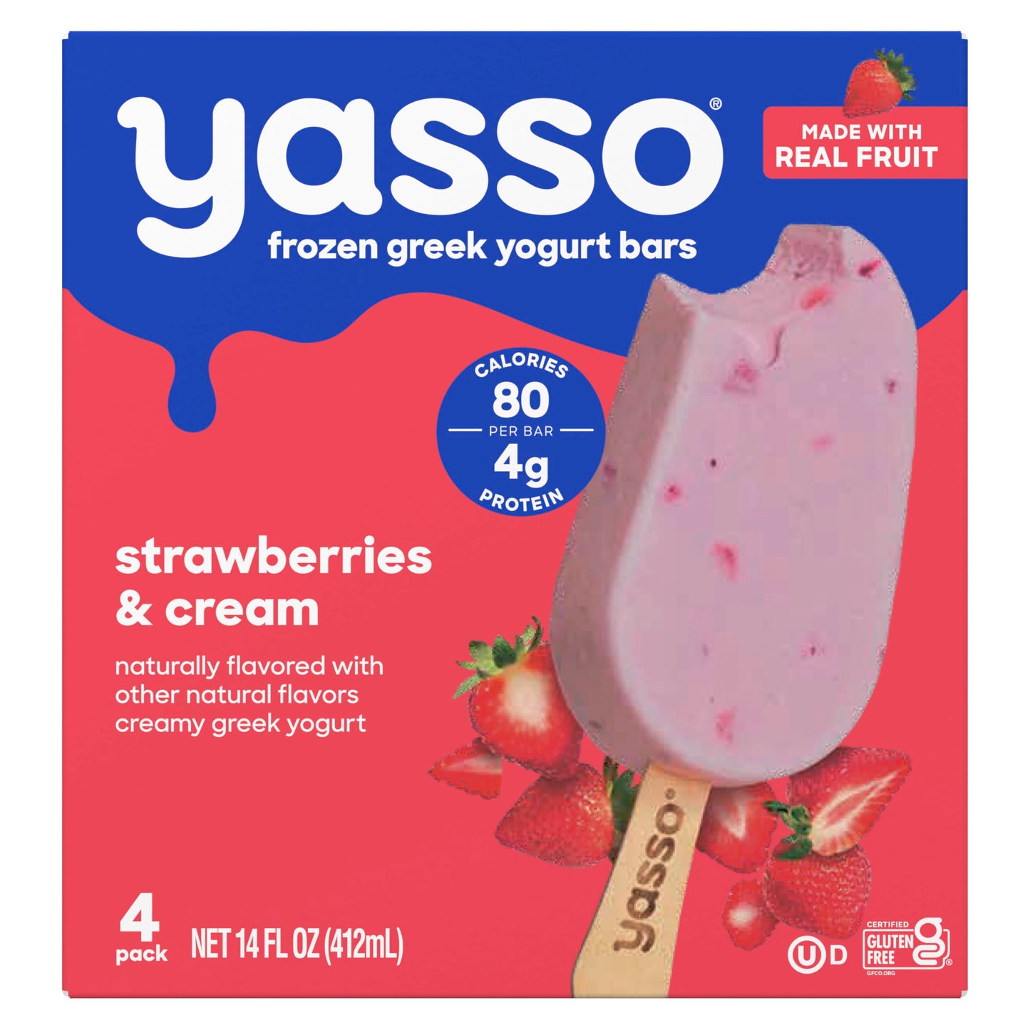 Yasso Frozen Greek Yogurt Bars Strawberries & Cream Bars 4 Count for a ridiculously creamy frozen snack made with the goodness o