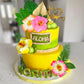 25 Pcs Flower Cake Topper Hawaiian Cake Decorations With Palm Leaves Hibiscus Flowers Balls For Hawaii Aloha Jungle Summer Theme