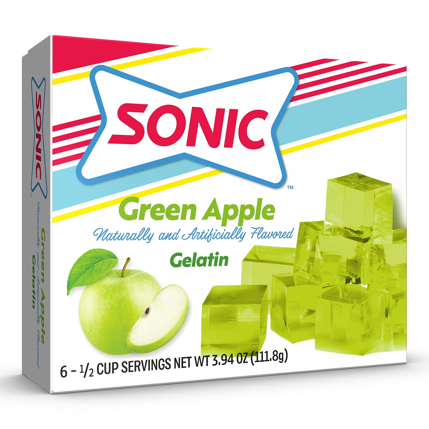 Sonic Green Apple Gelatin, 3.94 Oz. - Fat Free Dessert Mix With Iconic Sonic Drive-In Flavor