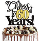 Rsstarxi Cake Topper Black Glitter 60th Birthday Decorations Sixty Years Old Model XM029