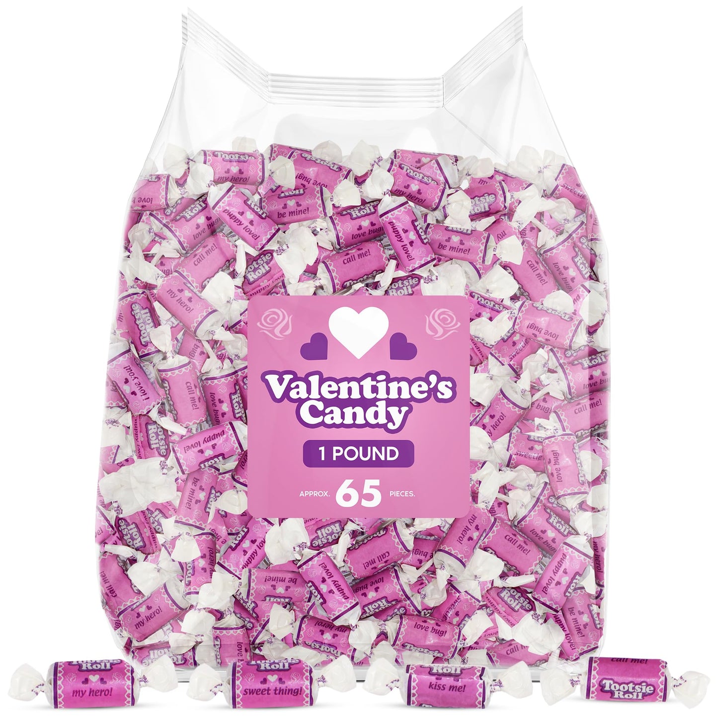 Toottsie Roll Midgees Valentine's Candy 1 Pound - Individually Wrapped Candy Original Flavor, With Fun Messages On Every Wrapper