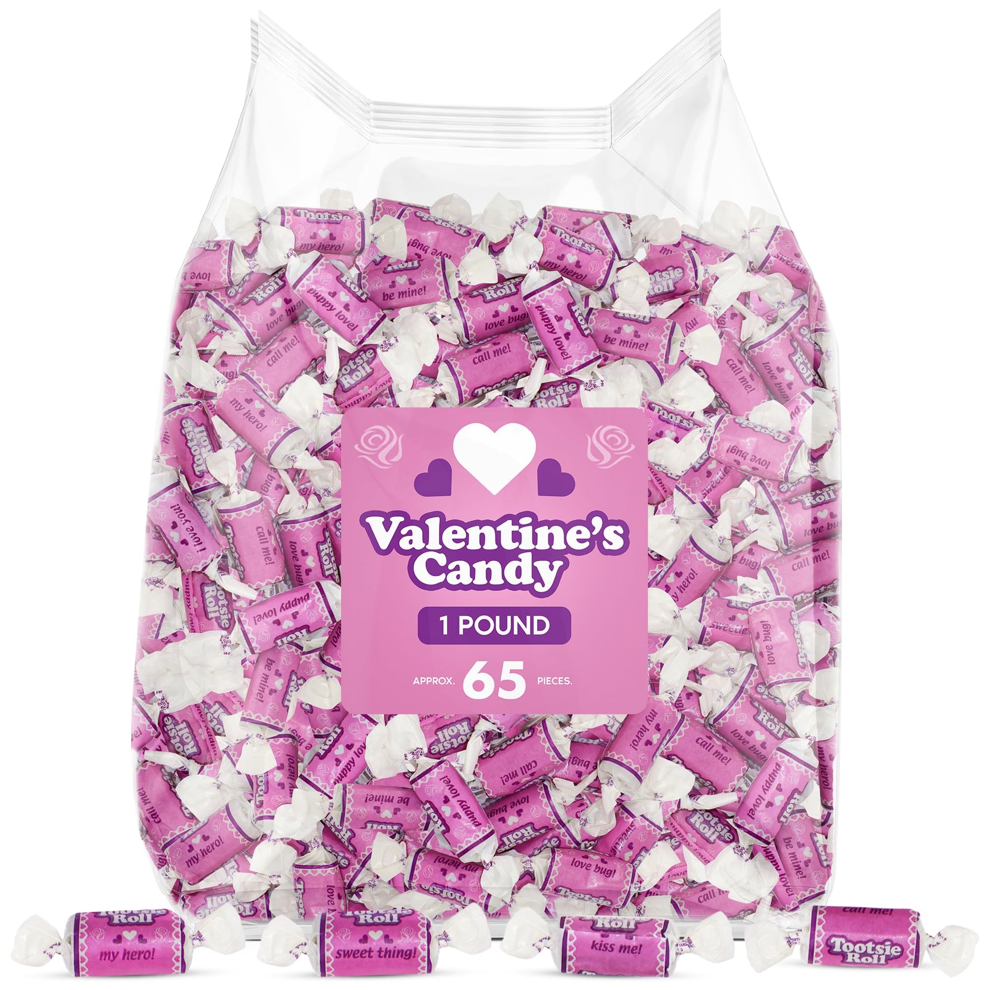 Toottsie Roll Midgees Valentine's Candy 1 Pound - Individually Wrapped Candy Original Flavor, With Fun Messages On Every Wrapper