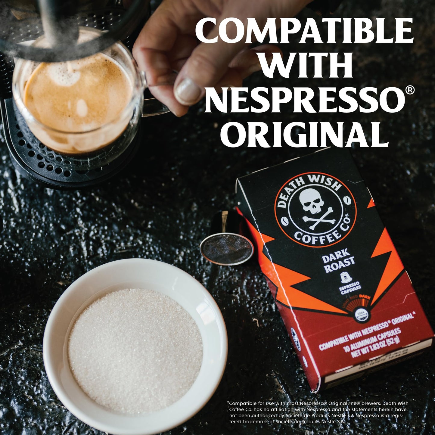 Death Wish Coffee compact pieces for Nespresso Original Machines, Dark Roast, 10 Count (Pack of 3)
