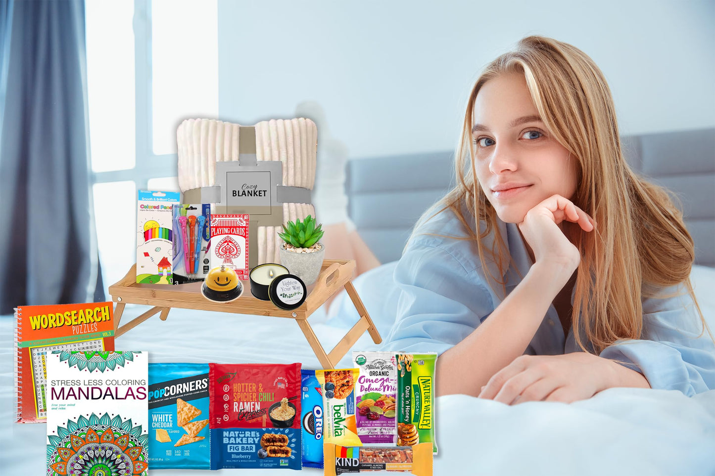 The Ultimate Get Well Soon Gift Basket | Care Package Speedy Recovery Gift Set W/Bed Tray, Books, Snacks & Blanket Feel Better Soon Hospital Gift Bundle For Man, Woman, Kids Boy Girl Teenager