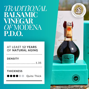 Manicardi Traditional Balsamic Vinegar Of Modena Pdo Affinato Aged 12 Years - Aged Italian Vinegar Perfect For Snacks, Pasta, Ve
