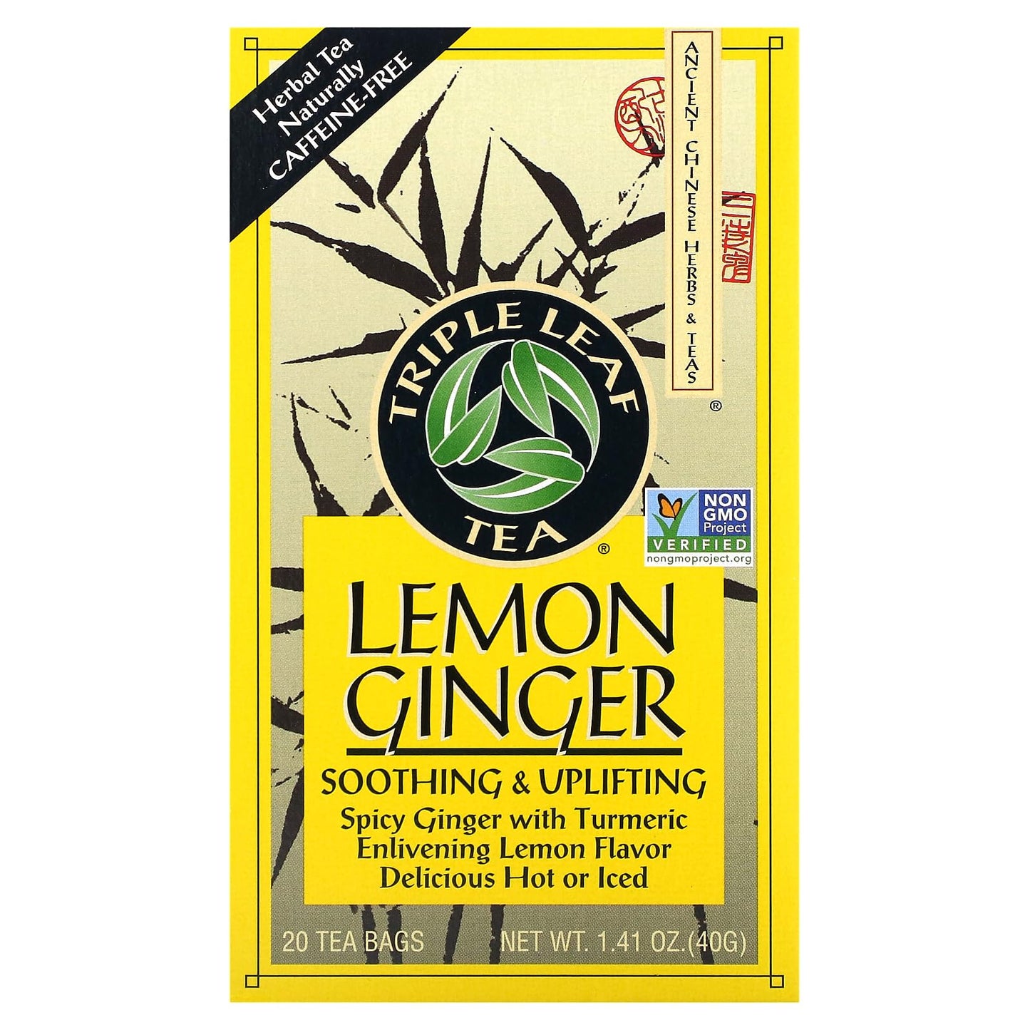 Triple Leaf Tea Lemon Ginger Tea - 20 Tea Bags, 1.41 oz (40 g)