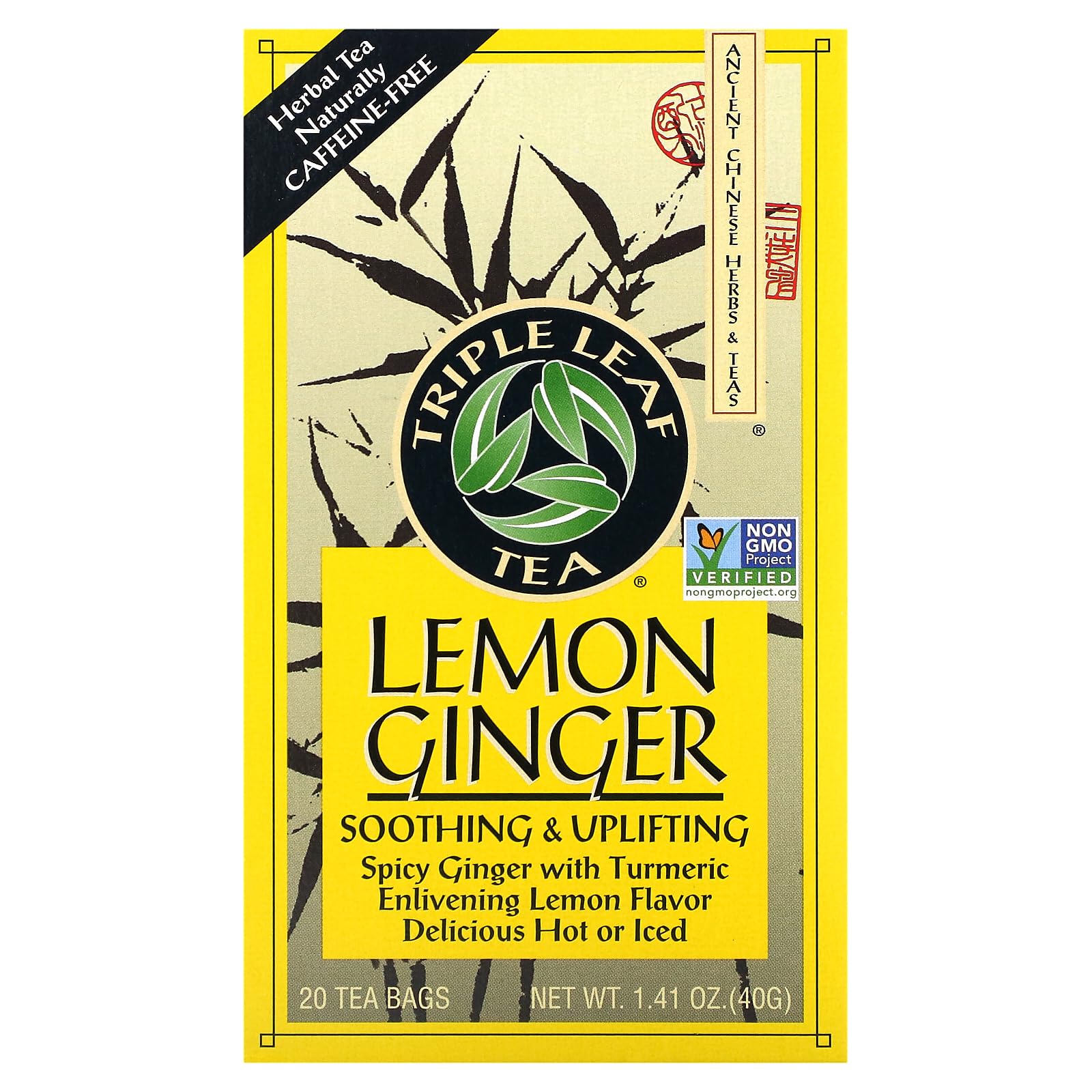 Triple Leaf Tea Lemon Ginger Tea - 20 Tea Bags, 1.41 oz (40 g)