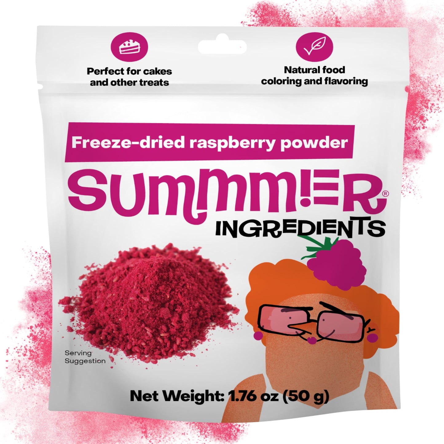 Summmer Freeze Dried Raspberry Powder for Baking - 1.76 Oz Sugar Free, 100% Natural Flavoring for Smoothies - Sustainably Grown,