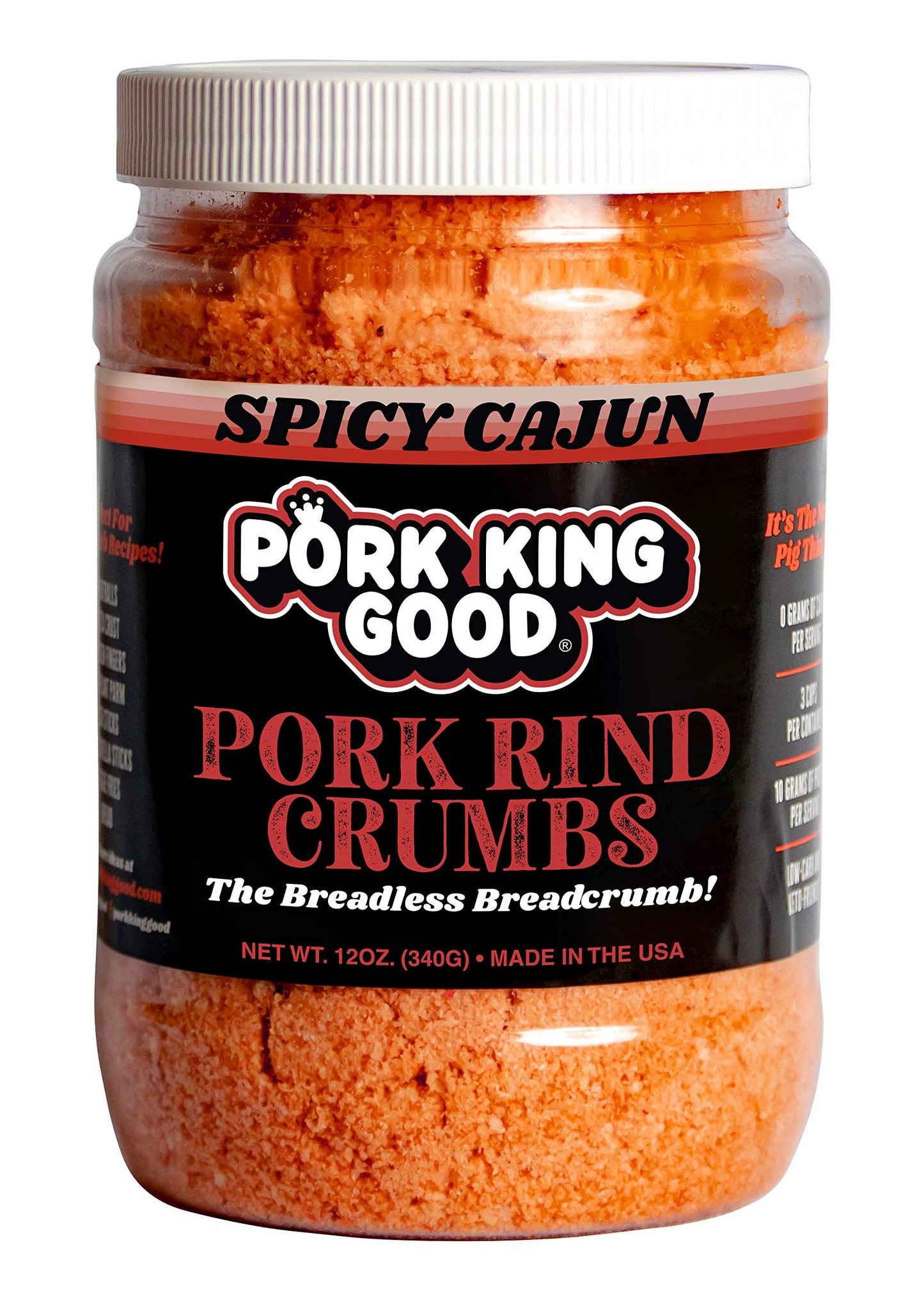 Pork King Good Spicy Cajun Low Carb Keto Diet Pork Rind Breadcrumbs!Perfect For Ketogenic, Paleo, Gluten-Free, Sugar Free and Ba