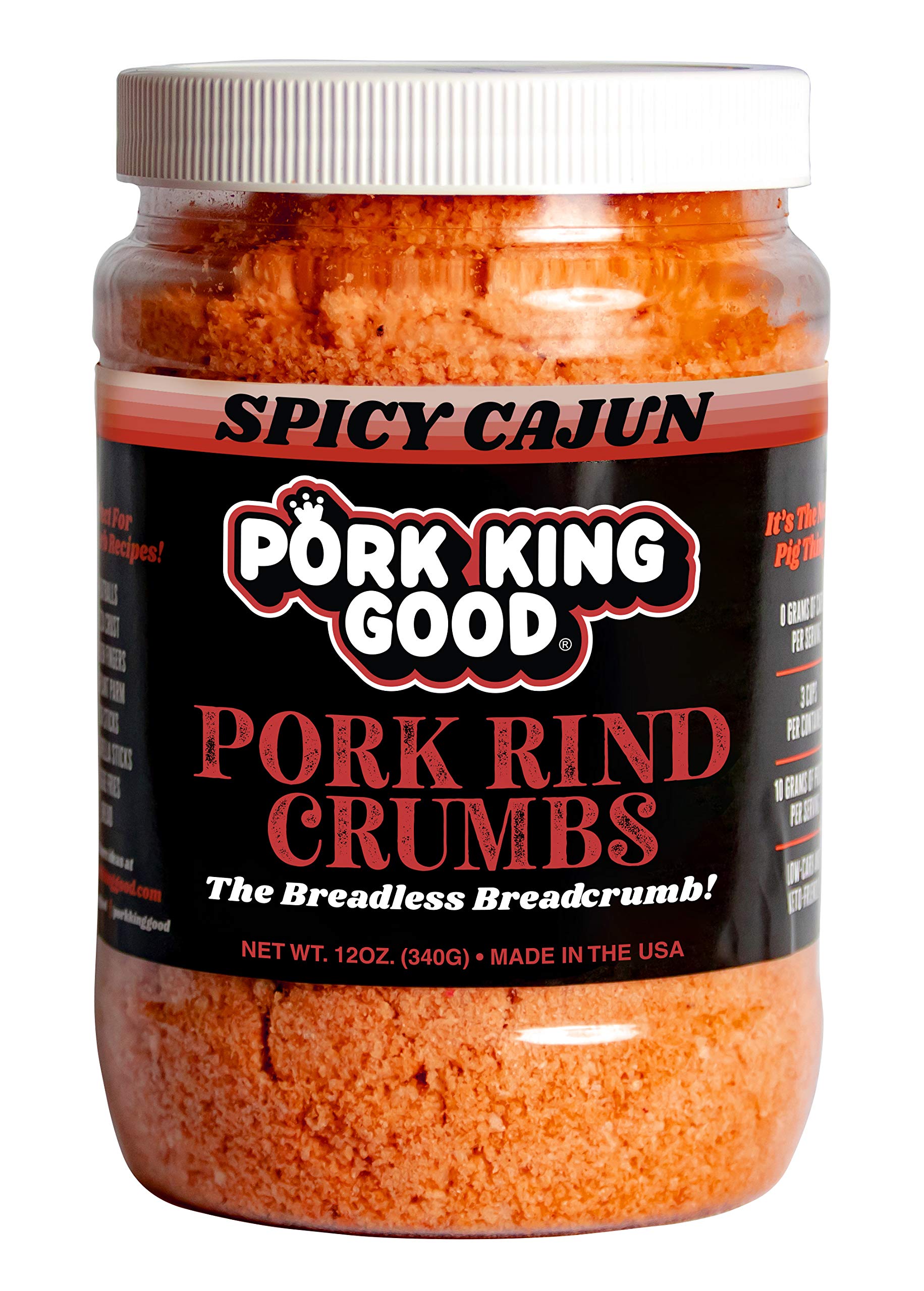 Pork King Good Spicy Cajun Low Carb Keto Diet Pork Rind Breadcrumbs!Perfect For Ketogenic, Paleo, Gluten-Free, Sugar Free and Ba