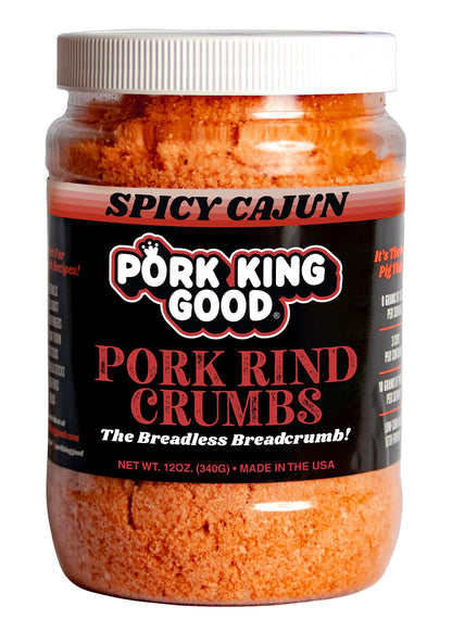 Pork King Good Spicy Cajun Low Carb Keto Diet Pork Rind Breadcrumbs!Perfect For Ketogenic, Paleo, Gluten-Free, Sugar Free and Ba