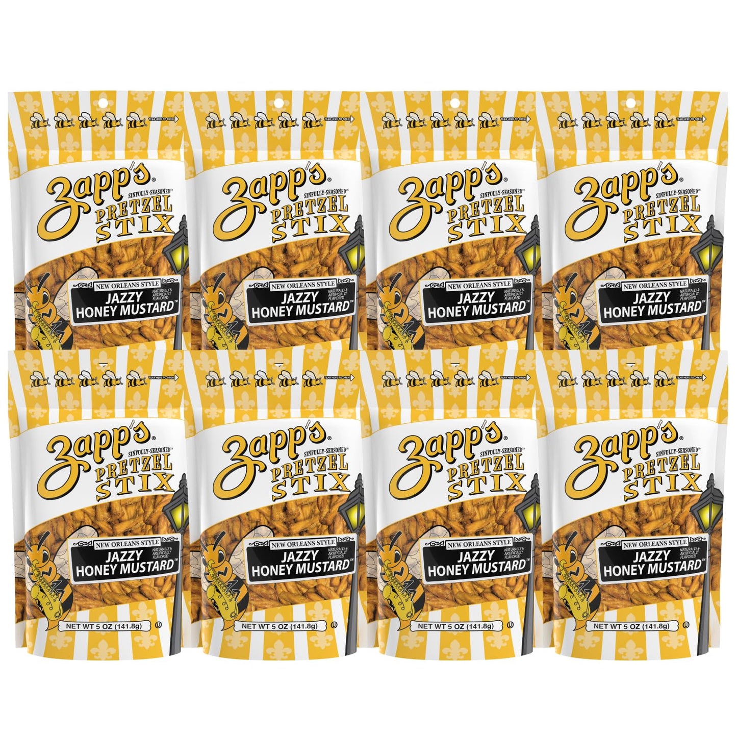 Zapps Jazzy Money Mustard Pretzel Stix pack of 8-5 oz bags