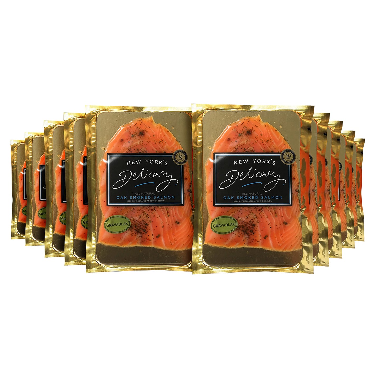 New Yorks Delicacy Smoked Salmon Nova - Pre-Sliced, Gluten Free, 10 x 4 Oz. (2.5 Lb.) Gravadlax