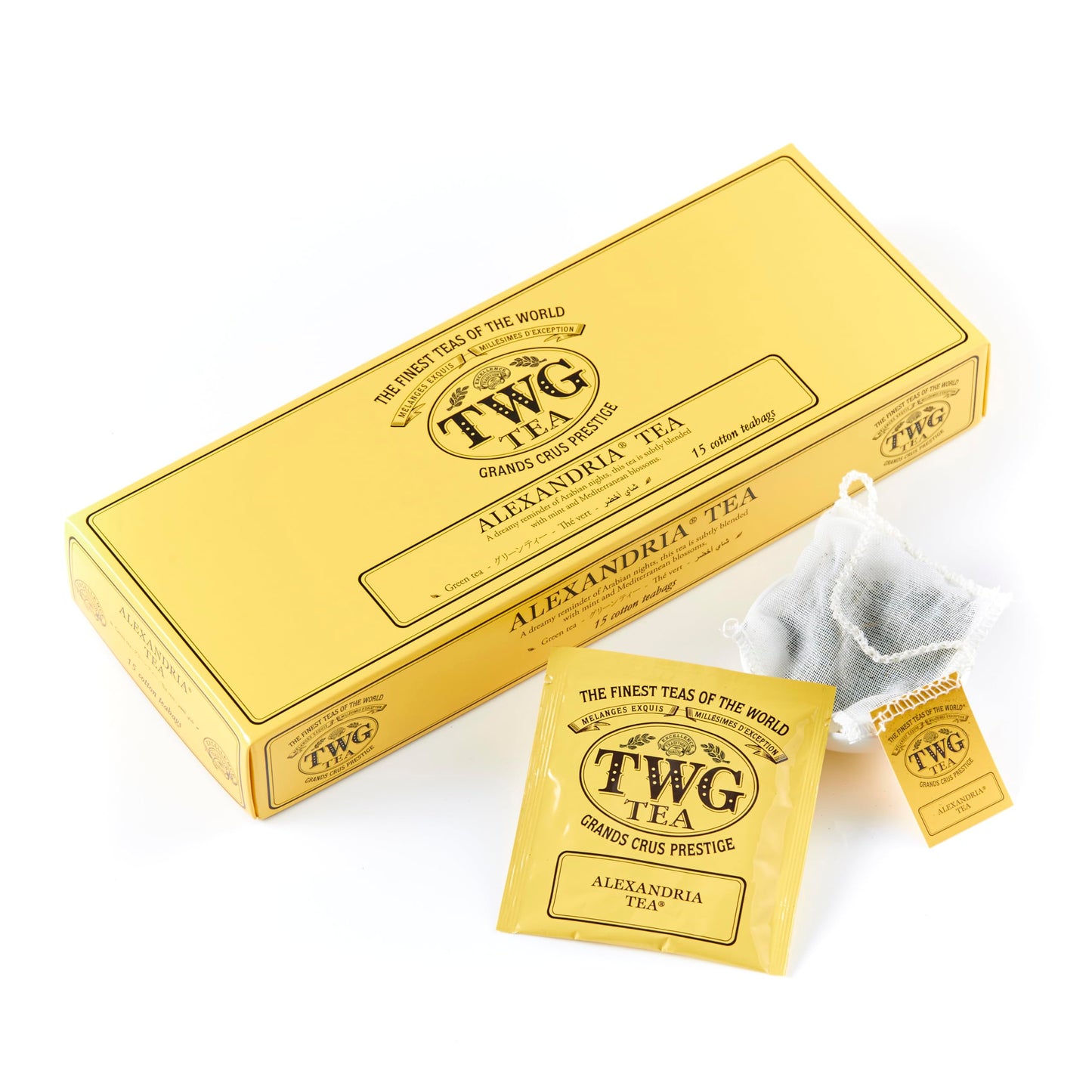Twg Tea | Alexandria Tea | Green Tea | Mint & Corn Flowers | 15 Hand Sewn Cotton Teabags | Gift Set