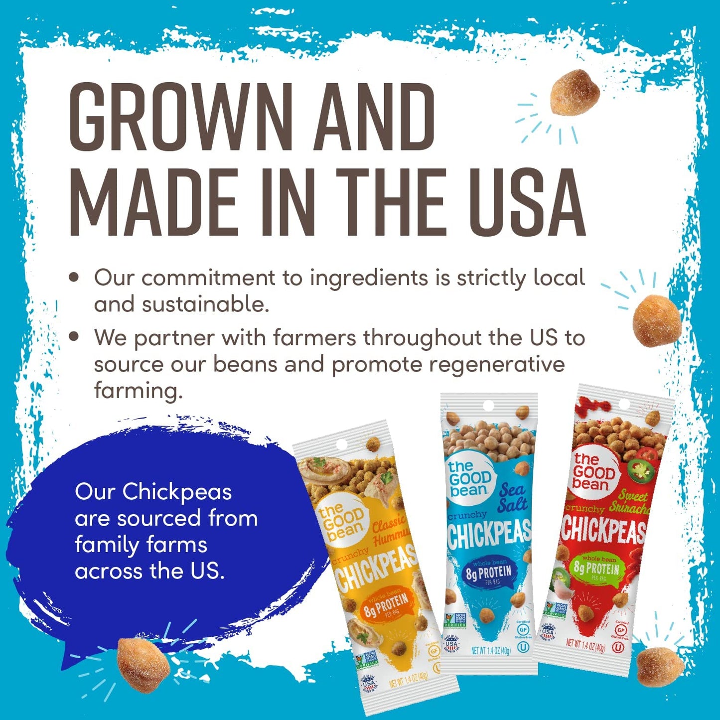 The Good Bean Crunchy Chickpeas - Sweet Sriracha - (10 Pack) 1.4 Oz Packet - Roasted Chickpea Beans - Vegan Snack With Good Sour