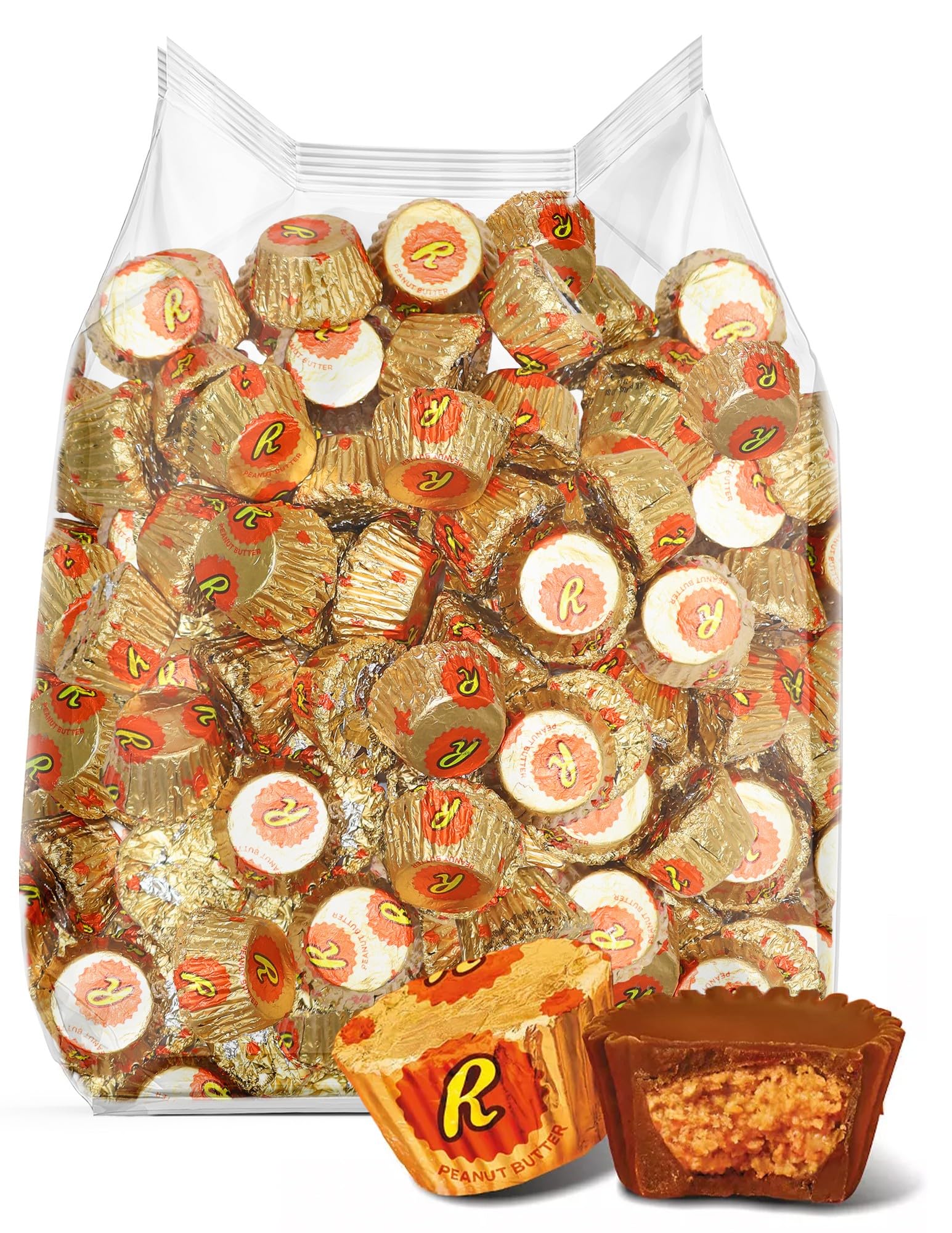 Bulk Peanut Butter Cups Miniatures 2 Pound - Approx 105 Individually Wrapped Milk Chocolate Candy For Party Favors  Snacks &  - Halloween Candy
