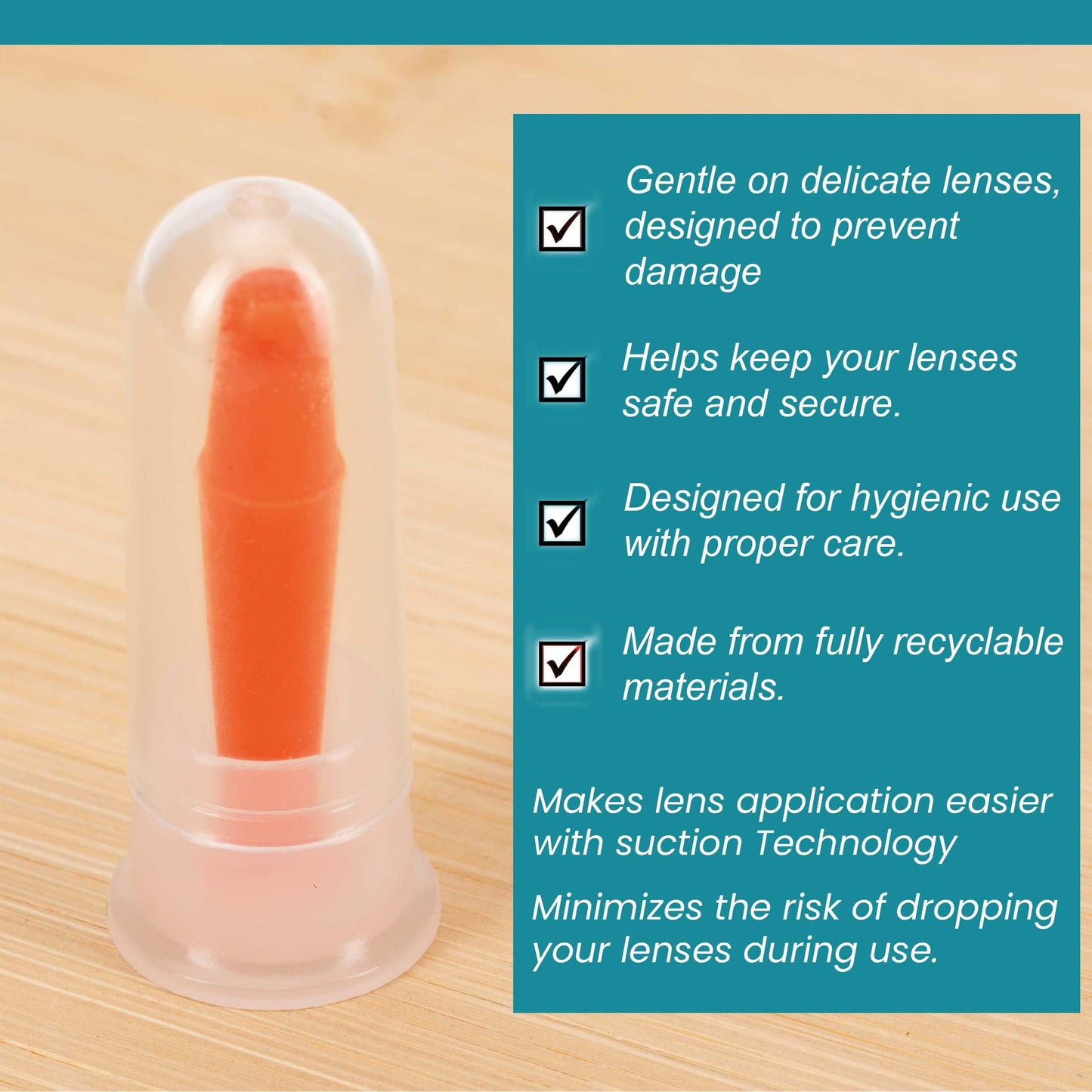 Sports Vision'S 3 Pieces Orange Contact Hard Lens Only Suction Holder Inserter/Remover Prosthetic Eyes & Scleral Lenses