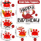 Outus Crab Cake Topper Set, 43 Pieces, Red Ocean Beach Animals Birthday Party Decorations, Model Outus-18393