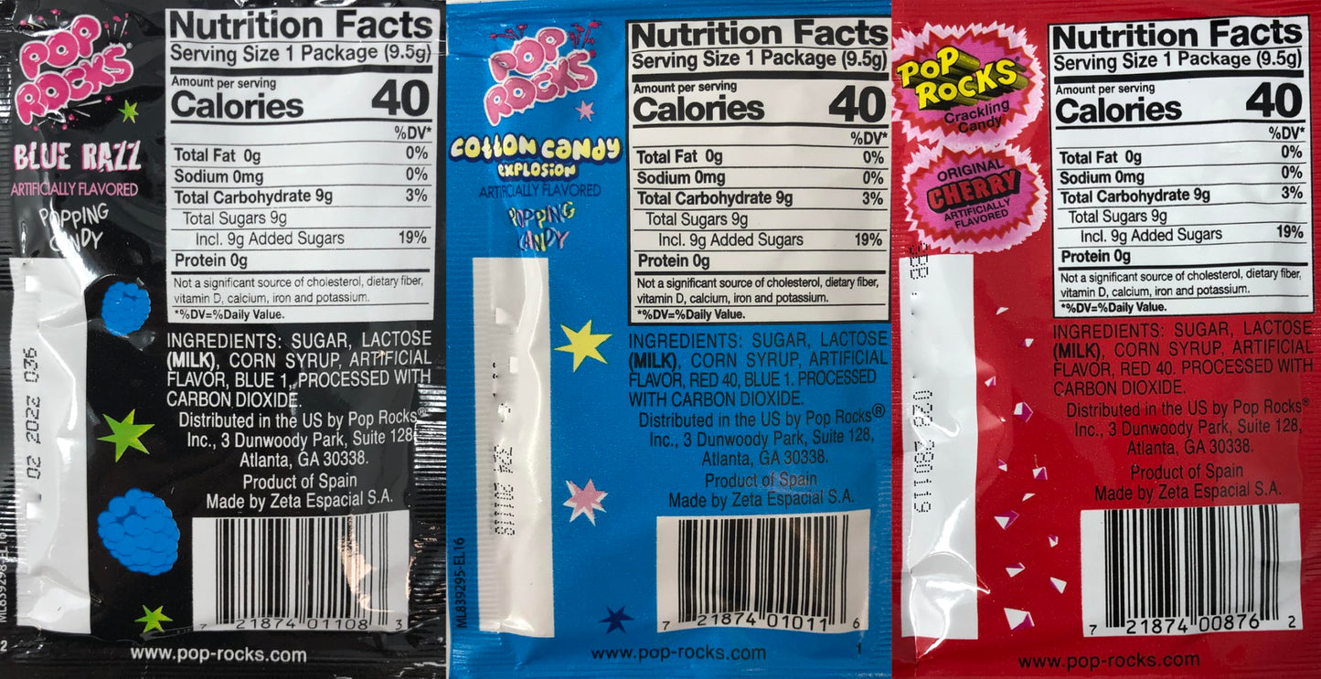 Pop Rocks Candy Variety Pack Popping Candy - Pop Rocks Bulk Candy, Nine Different Flavors Bulk Popping Candy (36 Count)