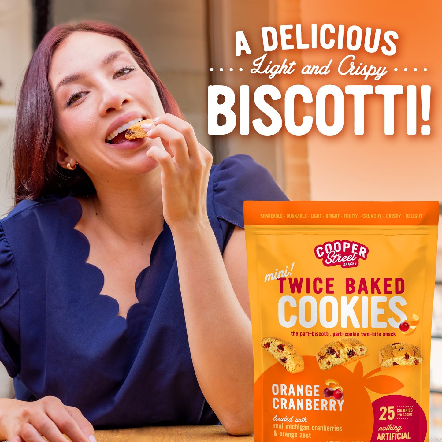 Cooper Street Twice Baked Mini Biscotti Italian Style Cookies - 5 Pound of Orange Cranberry Gourmet Cookies Ideal With Coffee Or