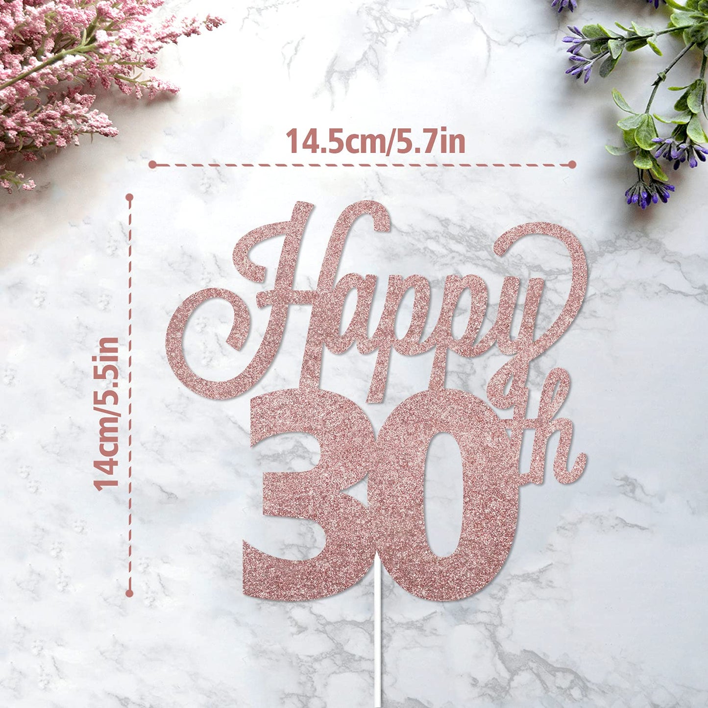 Lingteer Happy 30Th Birthday Cake Topper - Cheers To 30Th Birthday Thirty Years Old Birthday Party Cake Decorations Sign.