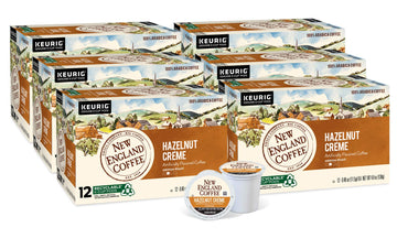 New England Coffee Hazelnut Crème Medium Roast Single Serve Pods, 12Ct Box (Pack Of 6)