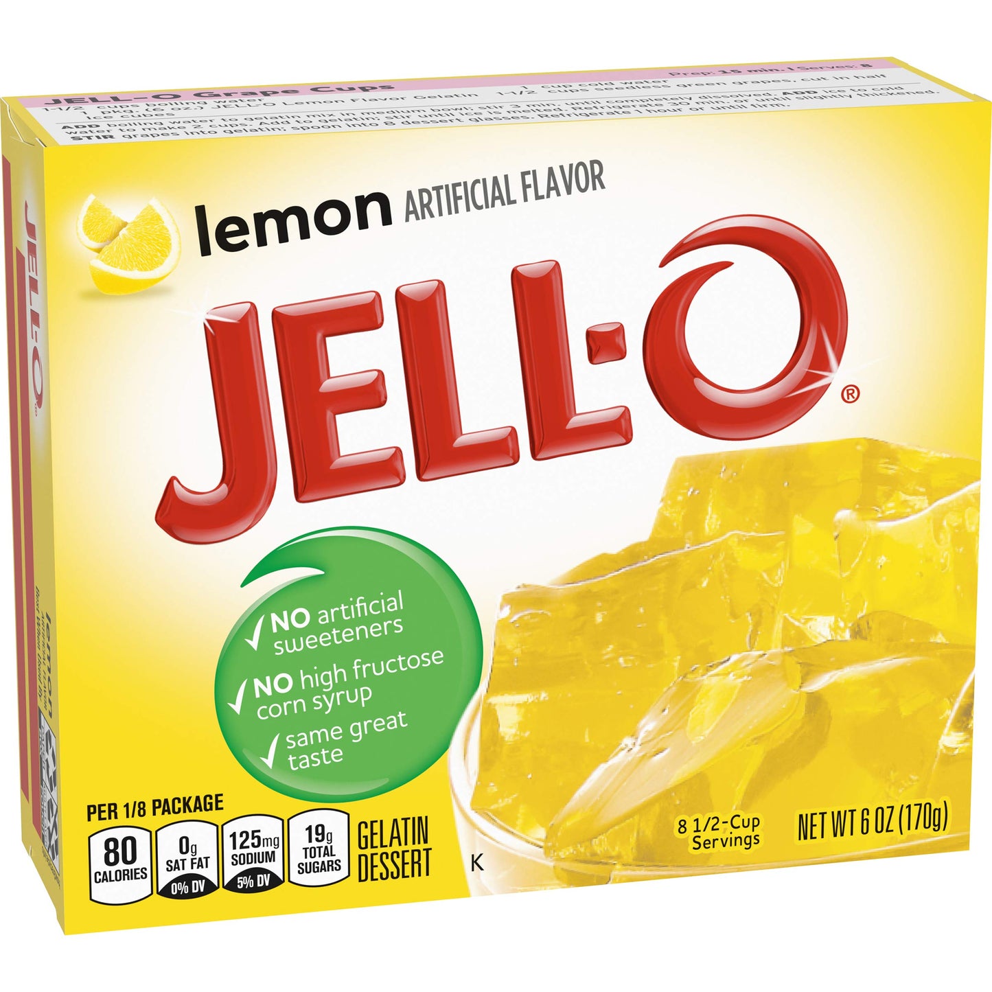 Jell-O Lemon Gelatin Dessert Mix (6 Oz Box)