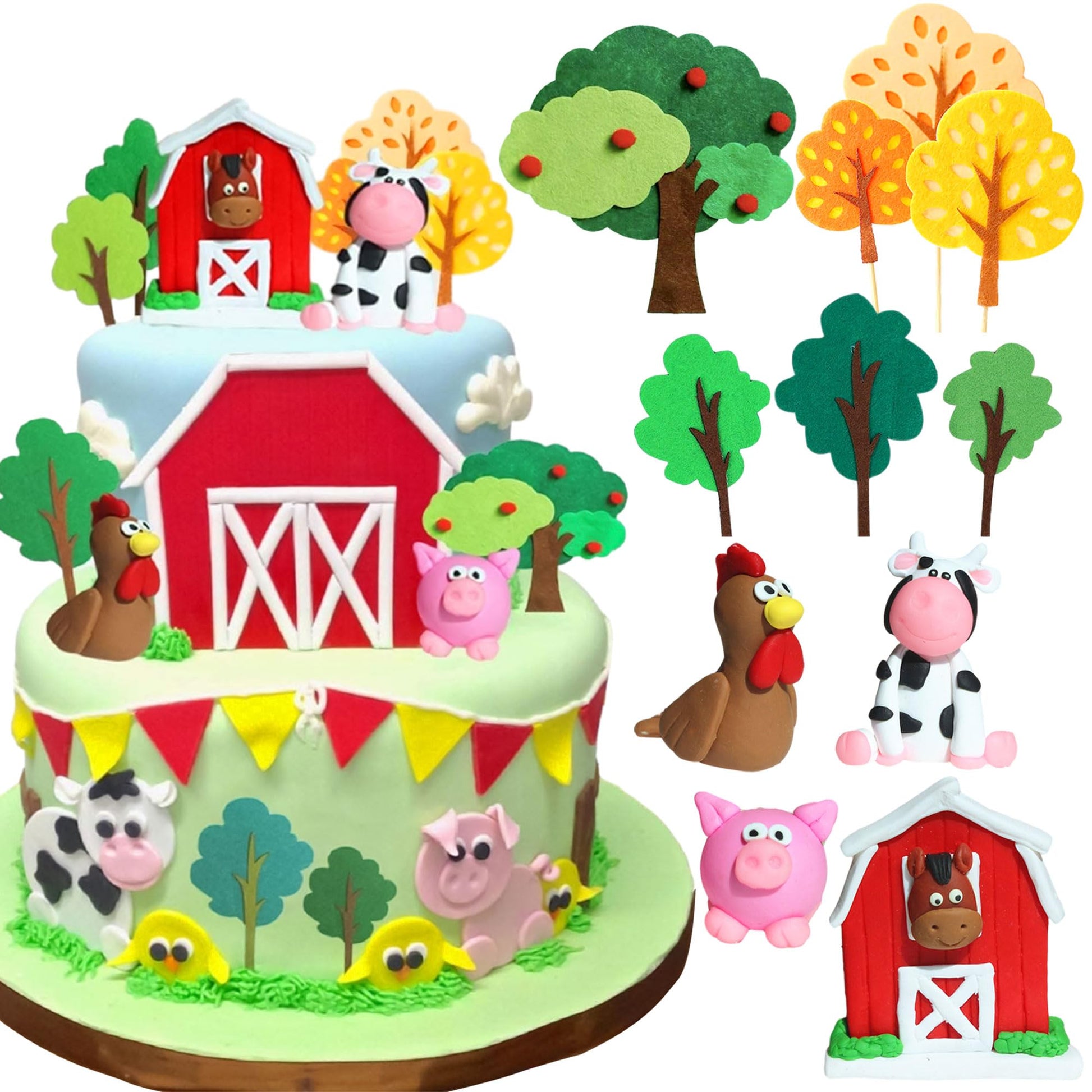 Jevenis Farm Animal Cake Decoration Farm Animal Birthday Cake Topper Cow Cake Decoration For Farm Animal Baby Shower Birthday Pa