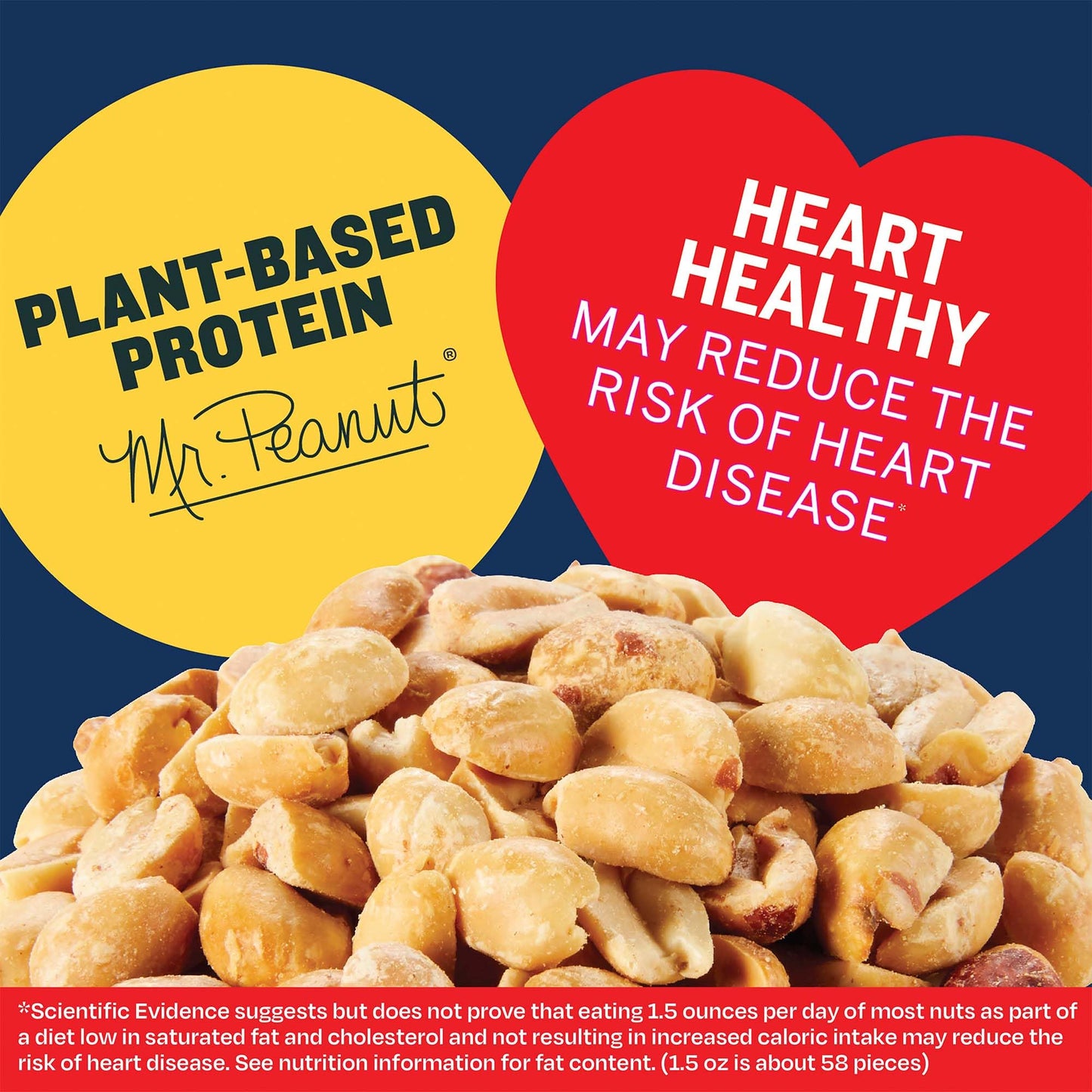 PLANTERS Dry Roasted Peanuts, 34.5 oz. Resealable Plastic Jar - Peanuts with Sea Salt - Peanut Snacks - Shareable Snacks - Heart