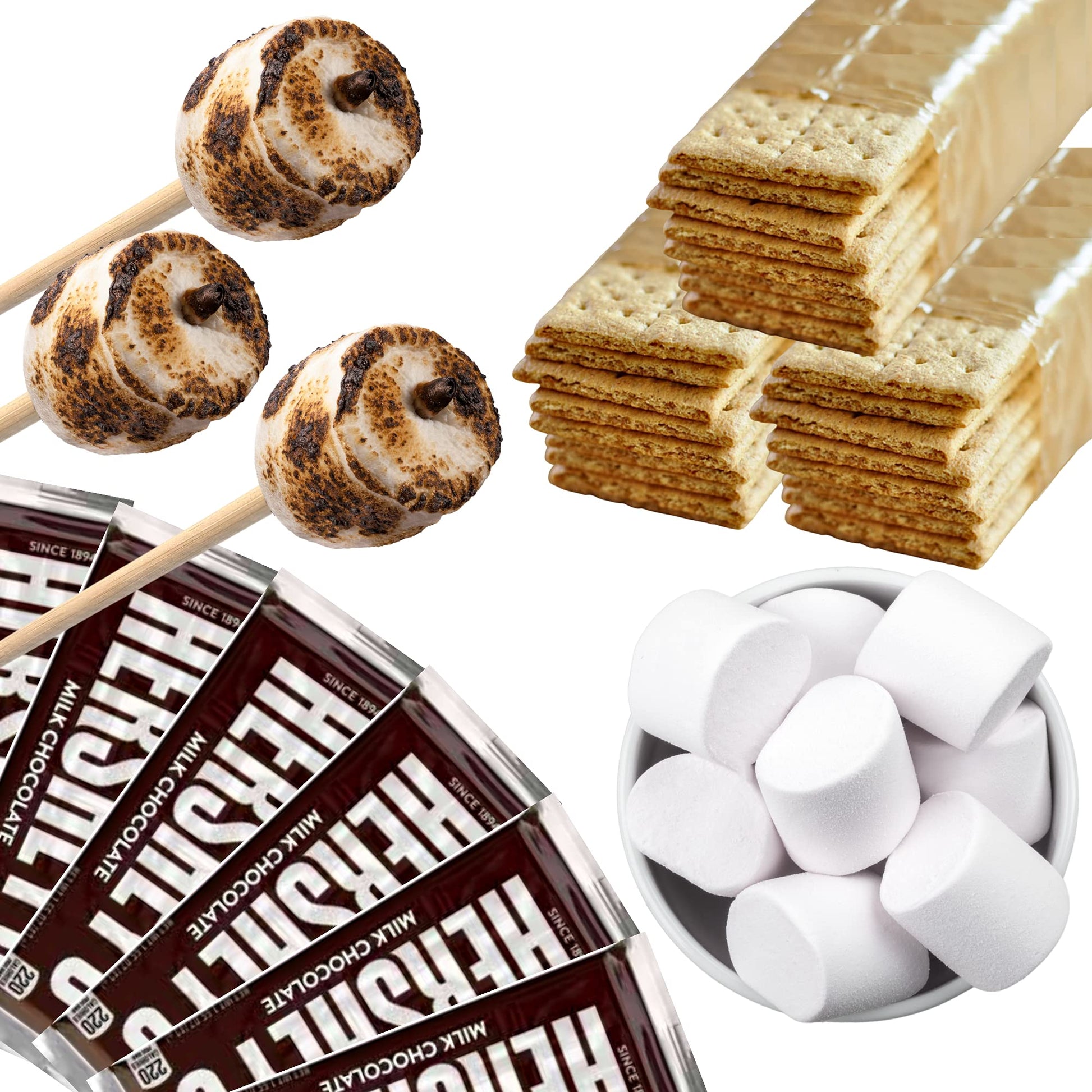 112 Piece S'Mores Kit - Makes Up To 24 S'Mores - Includes 30'' Roasting Sticks, Chocolate, Graham Crackers, And Marshmallows - P