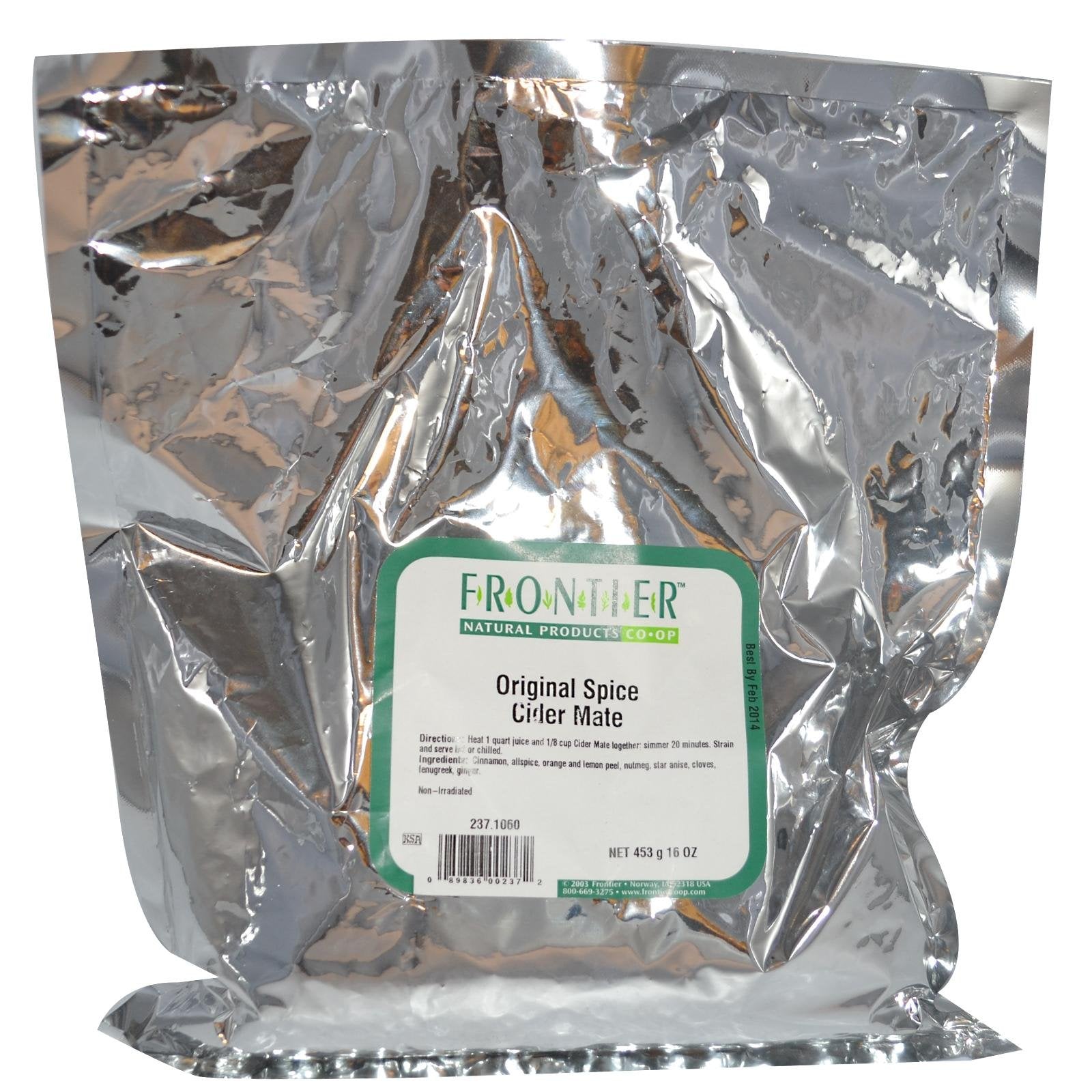 Frontier Co-op Organic Mulled Cider Mix, 1 lb Bulk Bag, Cinnamon, Orange Peel, Allspice, Cloves, Ginger, Brown