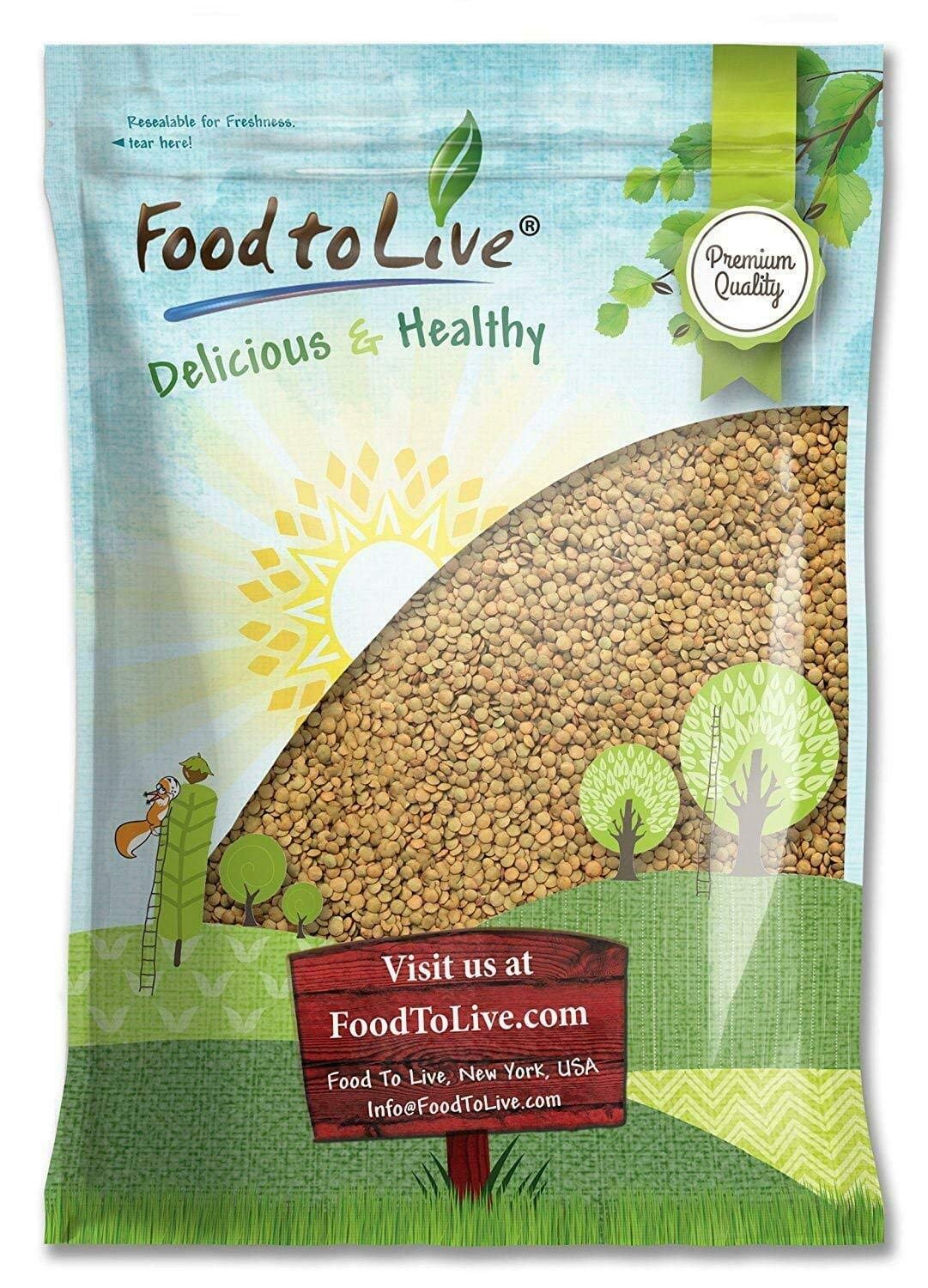 Food to Live - Whole Green Lentils, 15 Pounds Dried Raw Lentils, Sproutable, Kosher, Vegan. Rich in Dietary Fiber, and Protein. 