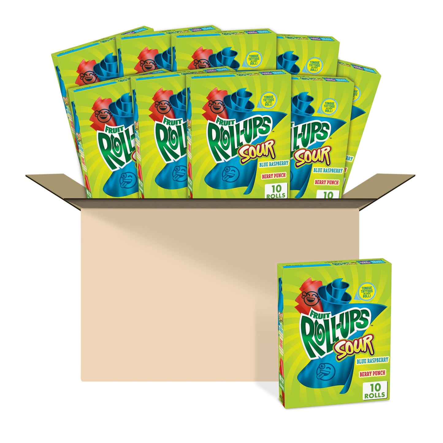 Betty Crocker Fruit Snacks, Sour Fruit Roll-Ups, 10 ct (Pack of 10)