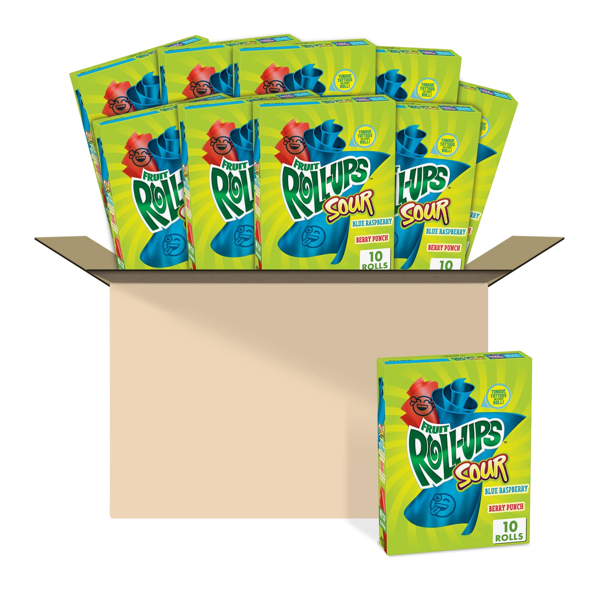 Betty Crocker Fruit Snacks, Sour Fruit Roll-Ups, 10 ct (Pack of 10)