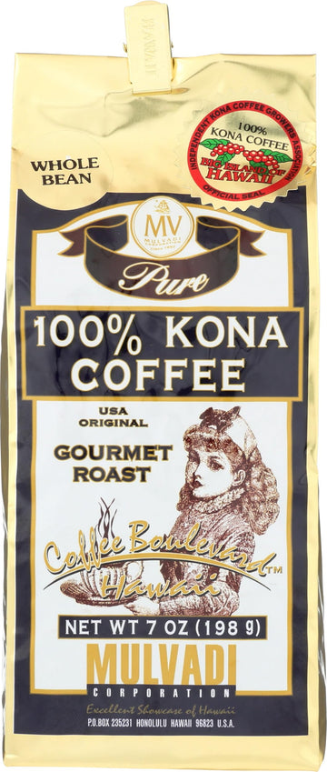Mulvadi 100% Kona Coffee Bean, 7 Oz