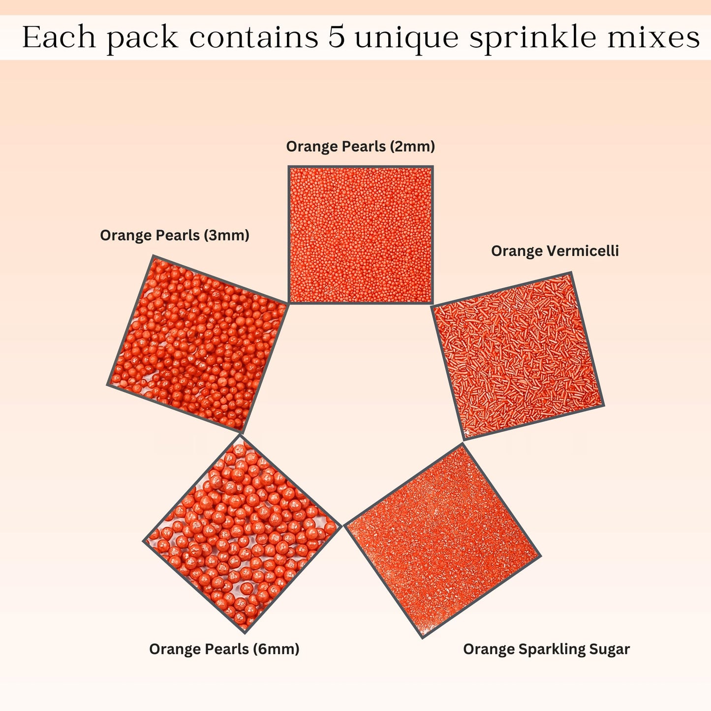 Confect Orange Sprinkles | Sprinkles for Cakes & Cupcakes Decoration | Celebration Sprinkles | Assorted Pack of 5 Spooky-Night O