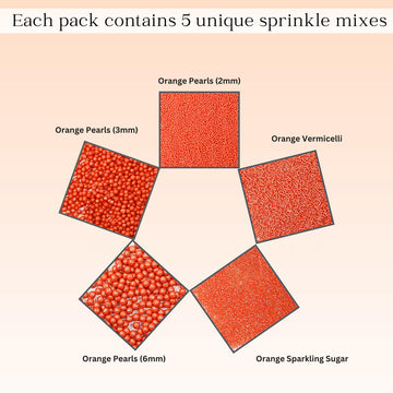 Confect Orange Sprinkles | Sprinkles for Cakes & Cupcakes Decoration | Celebration Sprinkles | Assorted Pack of 5 Spooky-Night O