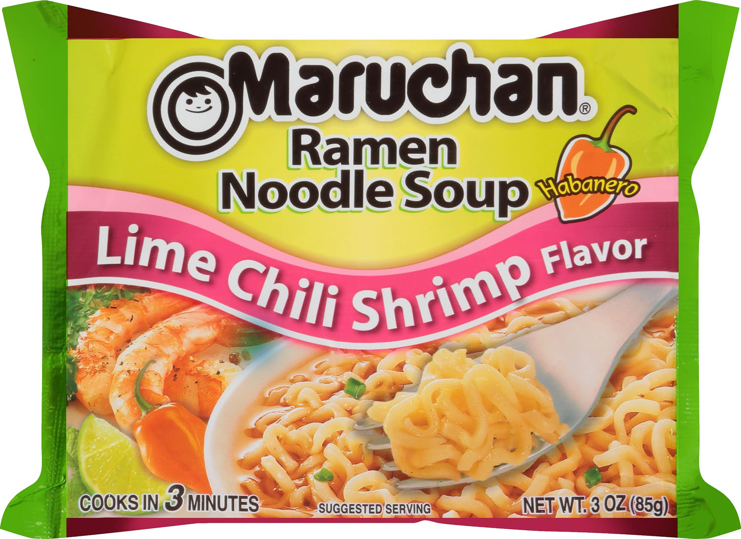 Maruchan Ramen Noodle Soup Lime Chili Shrimp (3 oz) Pack of 12