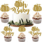 Bestus Pumpkin Cupcake Toppers Set, 25pcs Glitter Cardboard, Gold, for Birthday, Baby Shower, Thanksgiving, Halloween Decorations